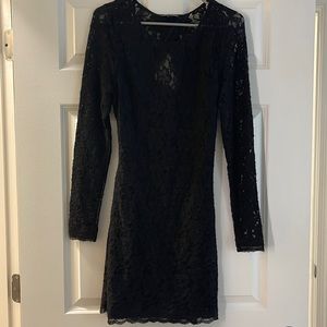 Black mini lace dress